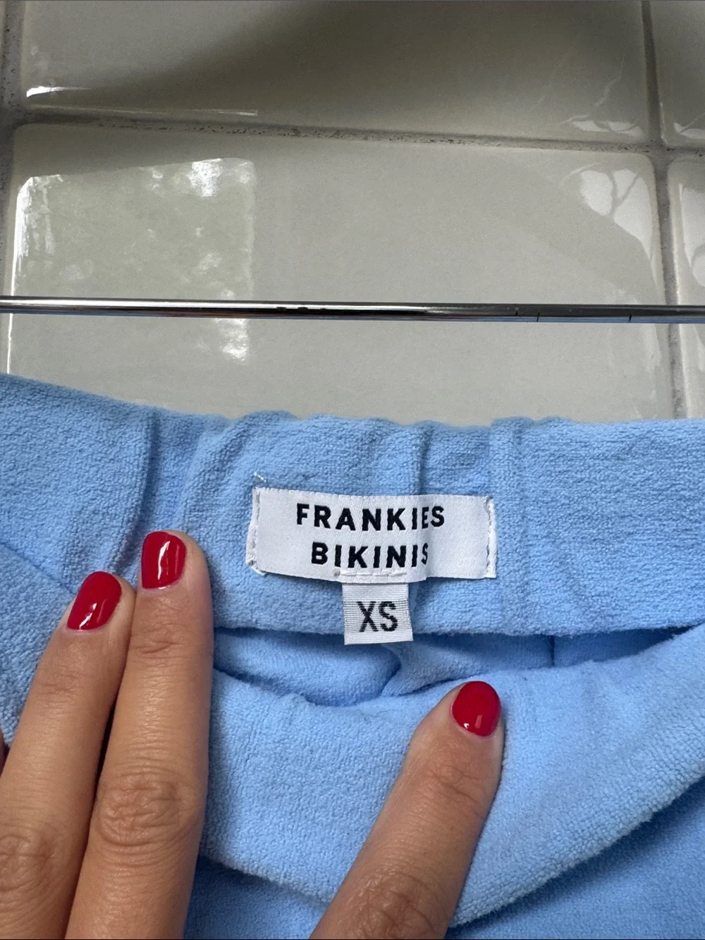 Frankie's Bikinis Light Blue Swim Mini Skirt with Orange Hem Size XS